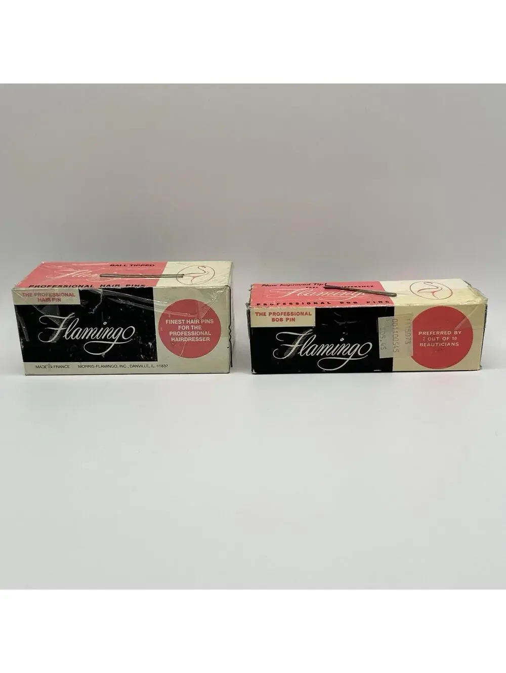 Vintage Flamingo Ball Tipped Crimped Metal Invisible Hair Pins 1.75” & 2” Brown
